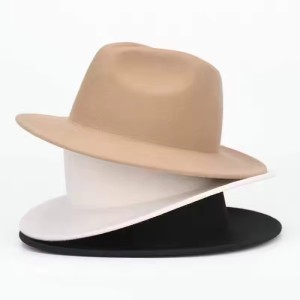 Fashion Polyester Fedora Hat for Women Men Classic Character Casual Flat Wide Brim Jazz Cap