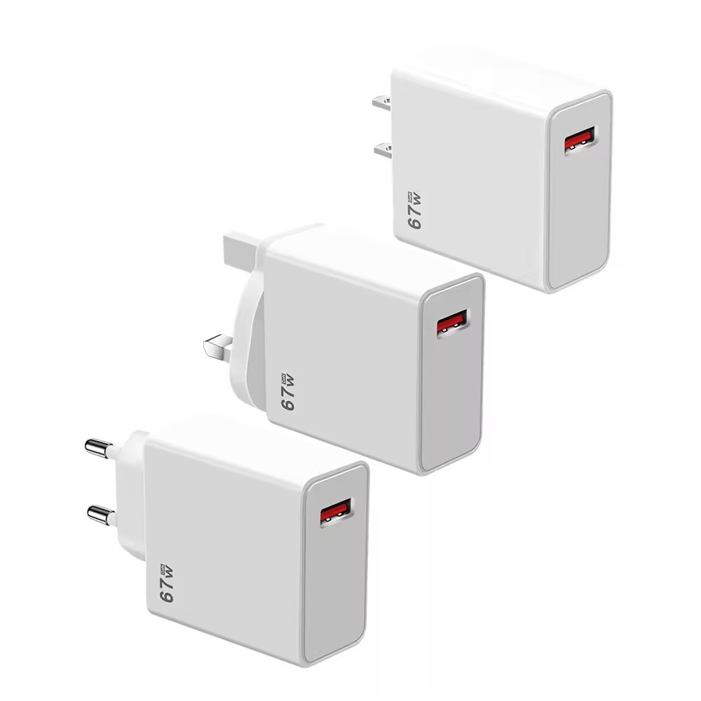 67W Super Fast Charging Universal Mobile Phone Charger QC3.0 Compatible for Europe America and the UK