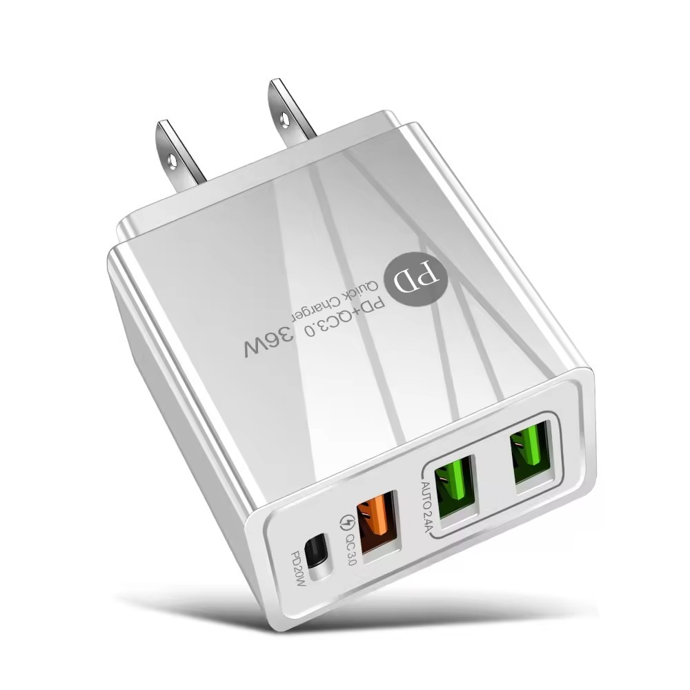 PD36W TYPE-C Wall Charger QC3.0 3USB Quick Charger PD 20W Fast Charge
